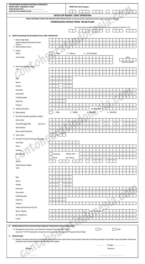 Detail Contoh Formulir Npwp Yang Sudah Diisi Nomer 23