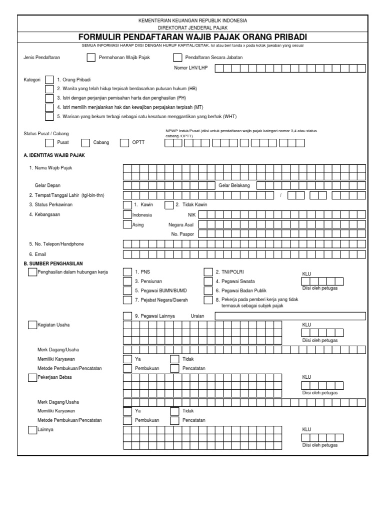 Detail Contoh Formulir Npwp Yang Sudah Diisi Nomer 33