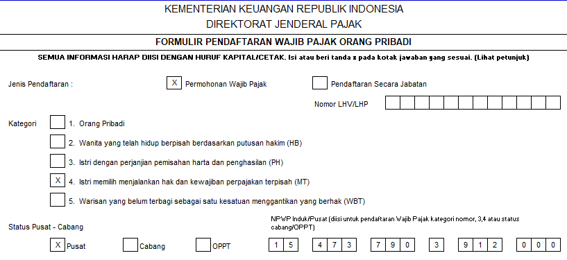 Detail Contoh Formulir Npwp Yang Sudah Diisi Nomer 38