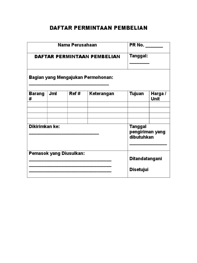 Contoh Formulir Pembelian - KibrisPDR