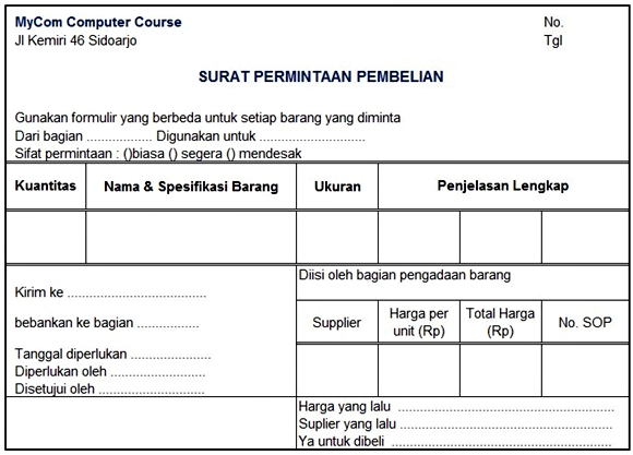 Detail Contoh Formulir Pembelian Nomer 9