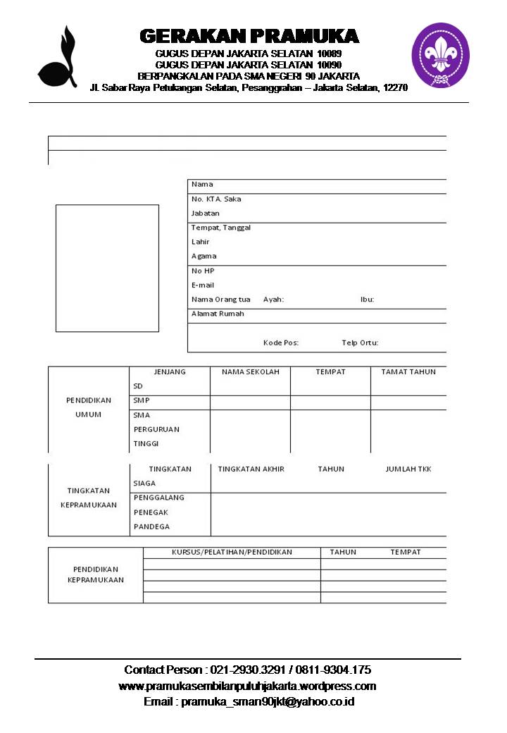 Detail Contoh Formulir Pendaftaran Anggota Pramuka Nomer 42