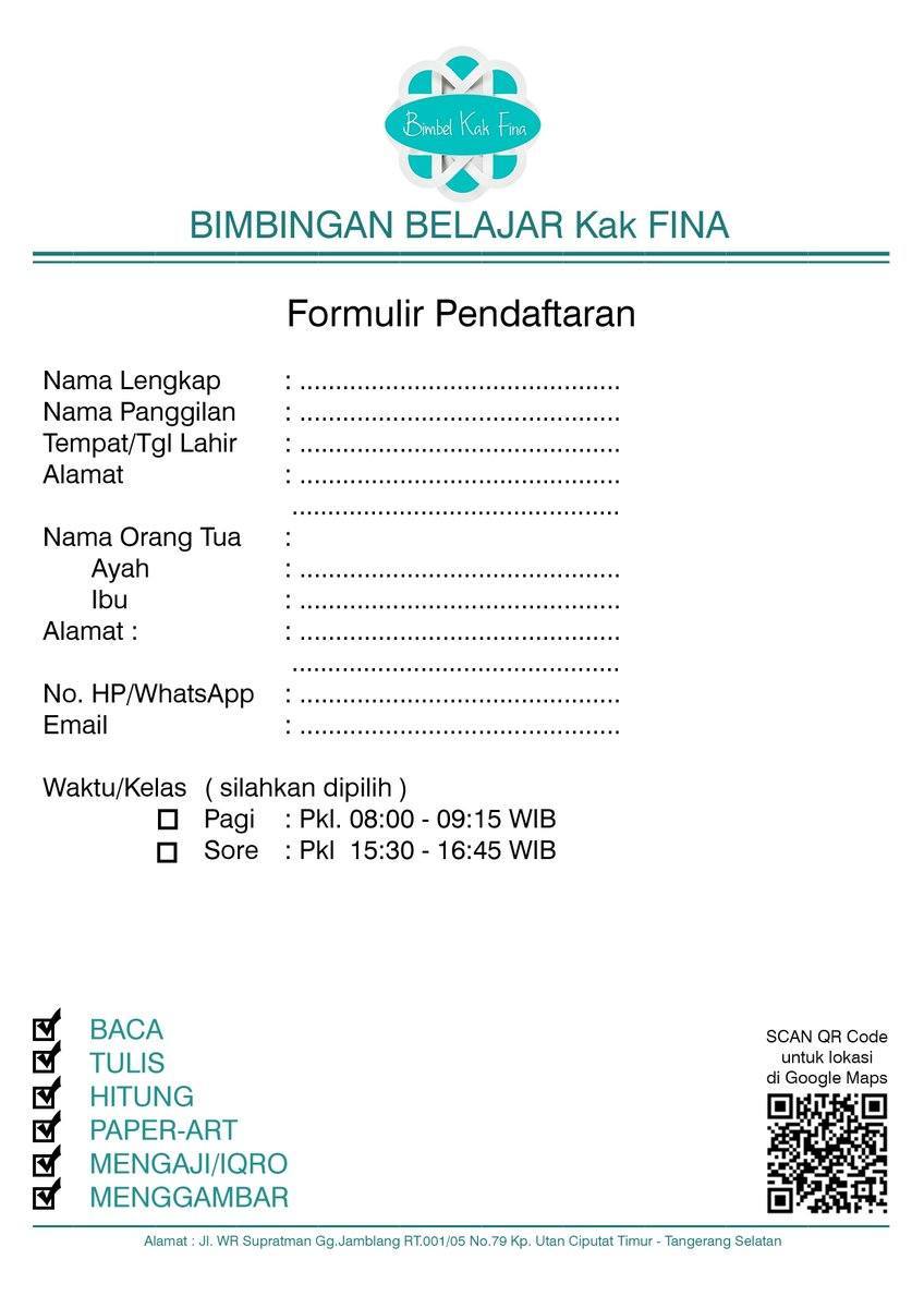 Detail Contoh Formulir Pendaftaran Bimbel Nomer 11