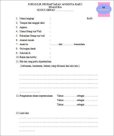 Detail Contoh Formulir Pendaftaran Ekskul Nomer 17