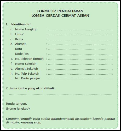 Detail Contoh Formulir Pendaftaran Ekskul Nomer 36