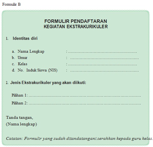 Detail Contoh Formulir Pendaftaran Ekskul Nomer 9