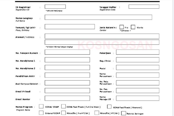 Detail Contoh Formulir Pendaftaran Kerja Nomer 48