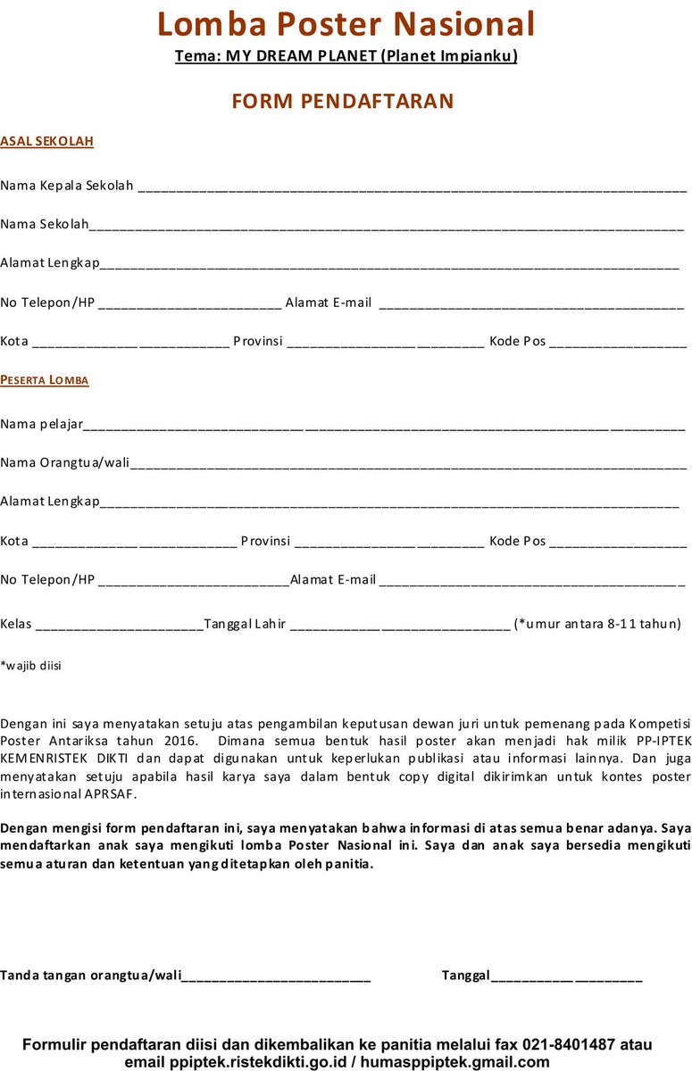 Detail Contoh Formulir Pendaftaran Lomba Nomer 37