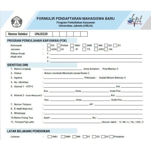 Detail Contoh Formulir Pendaftaran Mahasiswa Baru Nomer 17