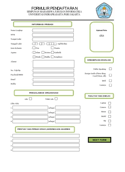 Detail Contoh Formulir Pendaftaran Mahasiswa Baru Nomer 39
