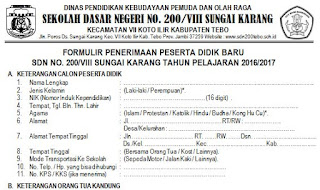 Detail Contoh Formulir Pendaftaran Masuk Sekolah Dasar Nomer 24