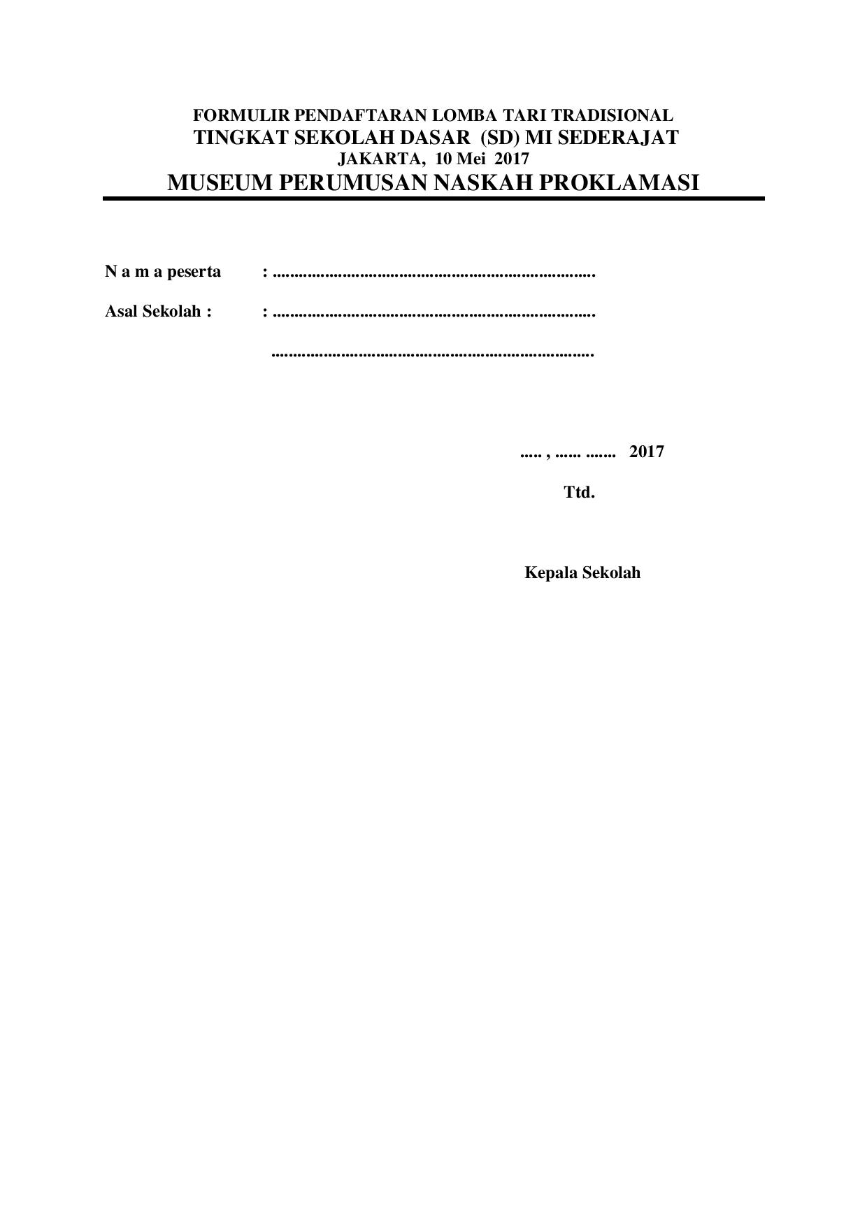 Detail Contoh Formulir Pendaftaran Masuk Sekolah Dasar Nomer 41