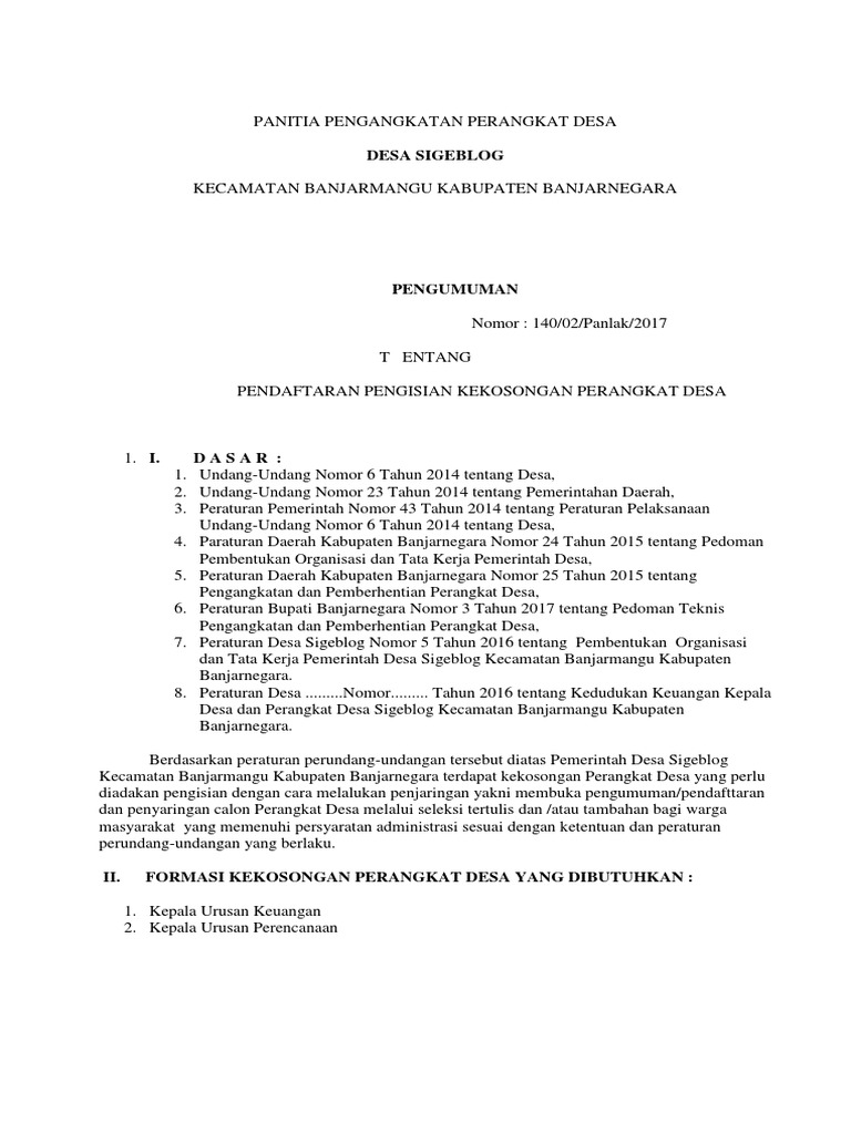 Detail Contoh Formulir Pendaftaran Perangkat Desa Nomer 3
