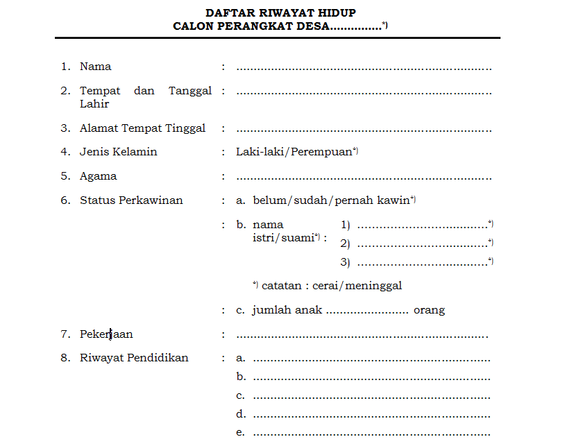 Detail Contoh Formulir Pendaftaran Perangkat Desa Nomer 28