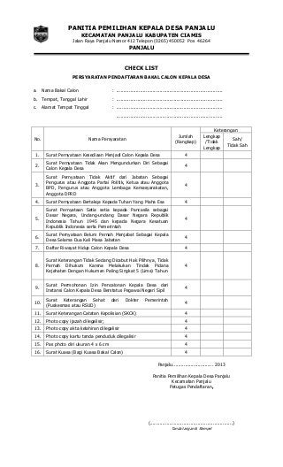 Detail Contoh Formulir Pendaftaran Perangkat Desa Nomer 9