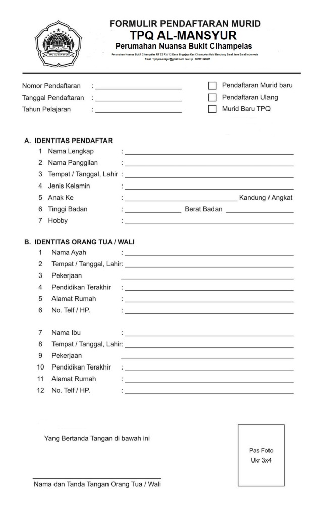 Detail Contoh Formulir Pendaftaran Santri Baru Nomer 19
