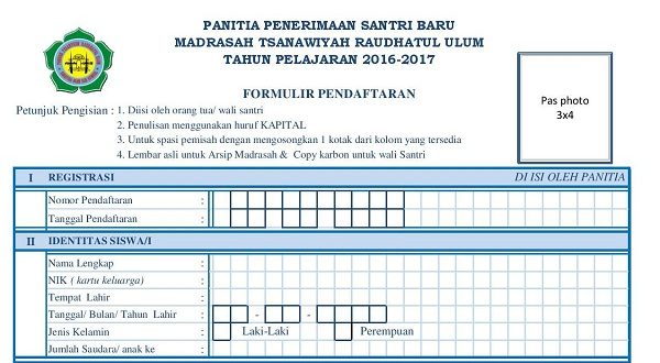 Detail Contoh Formulir Pendaftaran Santri Baru Nomer 45