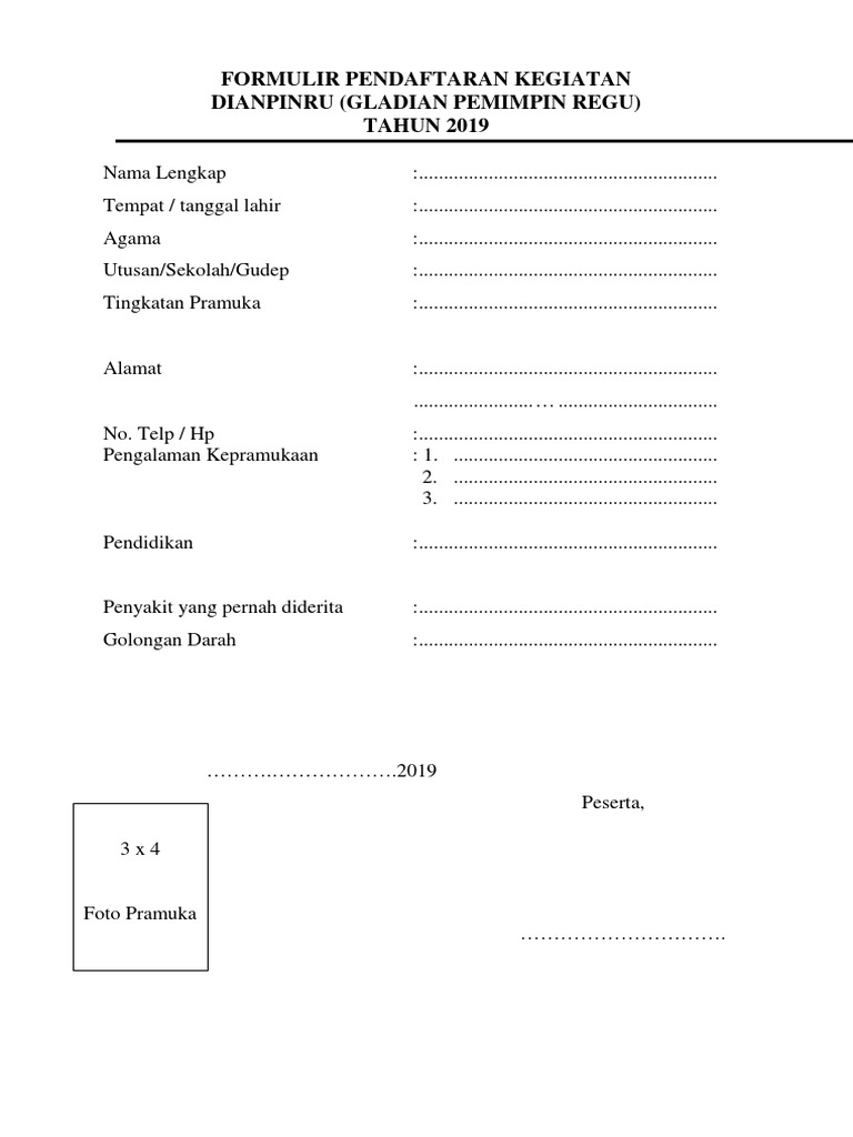 Detail Contoh Formulir Pendaftaran Sekolah Nomer 10