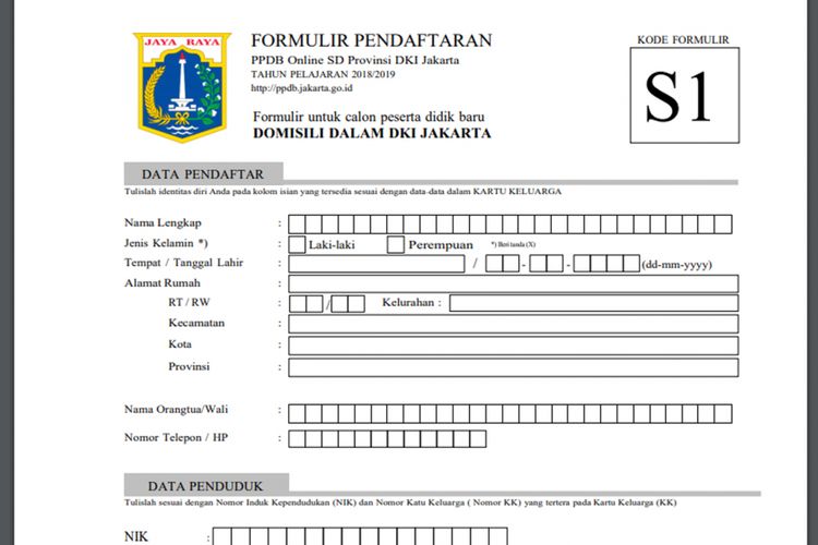 Detail Contoh Formulir Pendaftaran Sekolah Dasar Nomer 8