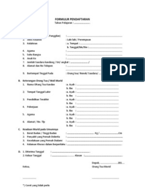 Detail Contoh Formulir Pendaftaran Sekolah Tk Nomer 19