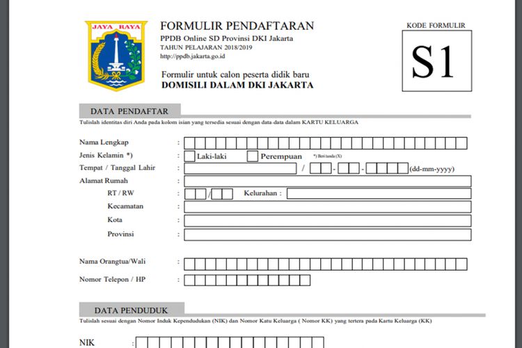 Detail Contoh Formulir Pendaftaran Siswa Baru Sd Nomer 18