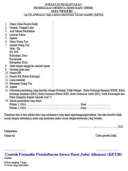 Detail Contoh Formulir Pendaftaran Siswa Baru Sd Nomer 20