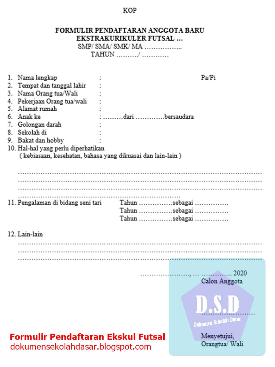 Detail Contoh Formulir Pendaftaran Smp Nomer 10