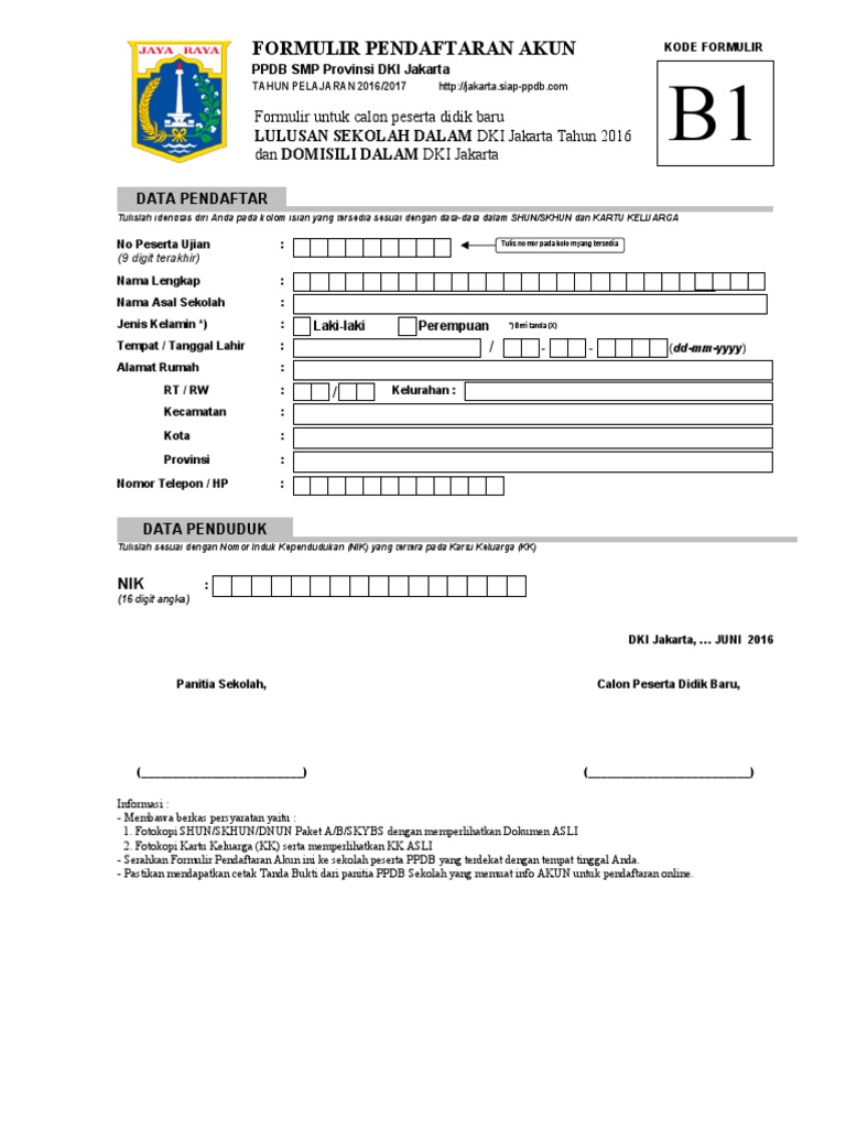 Detail Contoh Formulir Pendaftaran Smp Nomer 14