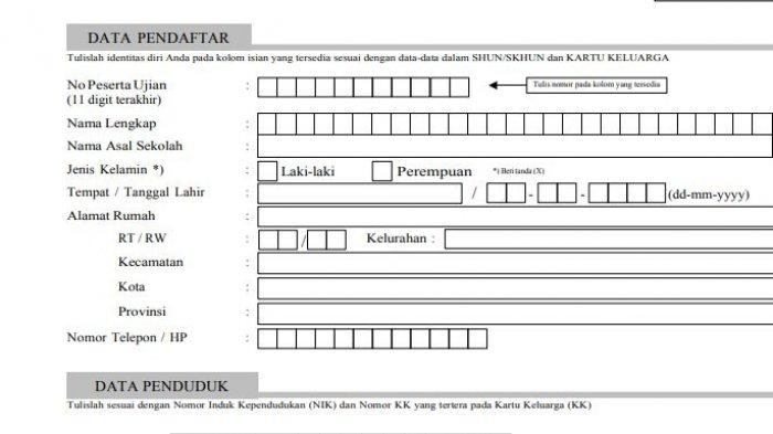 Detail Contoh Formulir Pendaftaran Smp Nomer 28