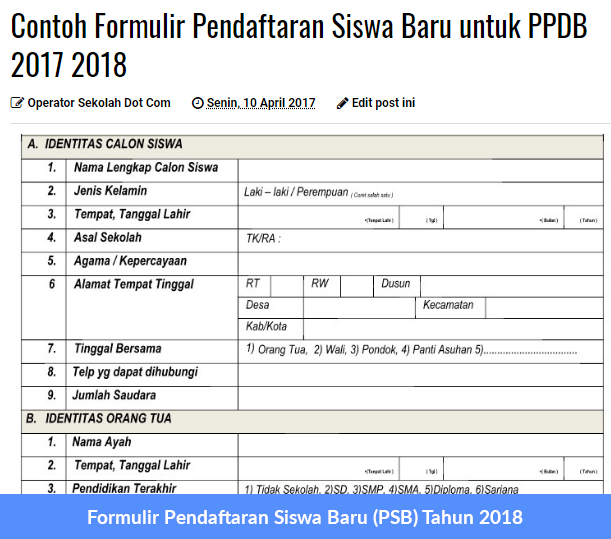 Detail Contoh Formulir Pendaftaran Smp Nomer 41