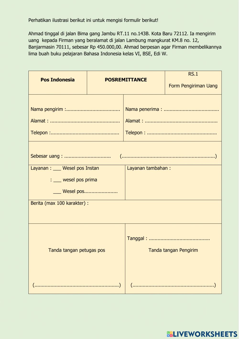 Detail Contoh Formulir Pengiriman Uang Nomer 33
