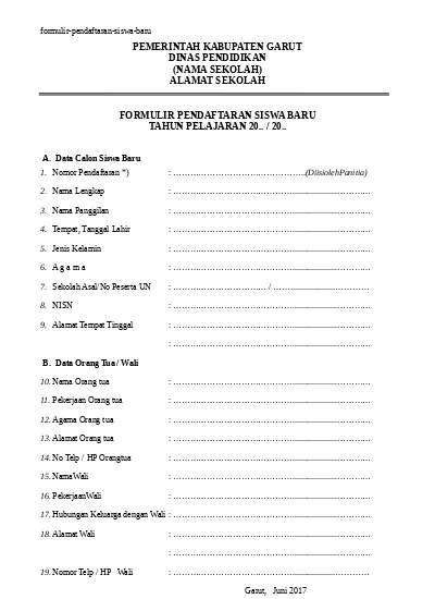 Detail Contoh Formulir Ppdb Nomer 20