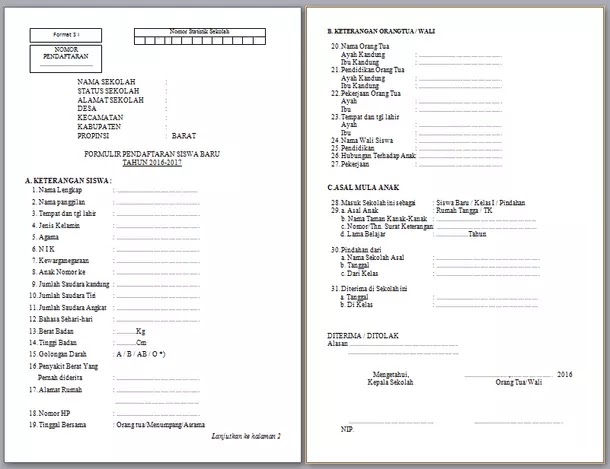 Detail Contoh Formulir Ppdb Sd Nomer 12