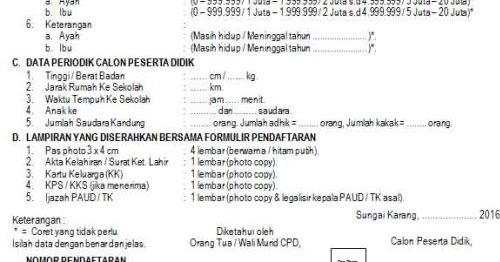 Detail Contoh Formulir Ppdb Sd Nomer 22