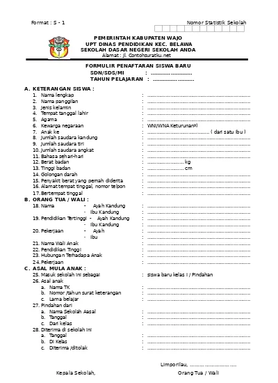 Detail Contoh Formulir Ppdb Sd Nomer 4