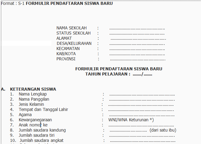 Detail Contoh Formulir Ppdb Sd Nomer 28