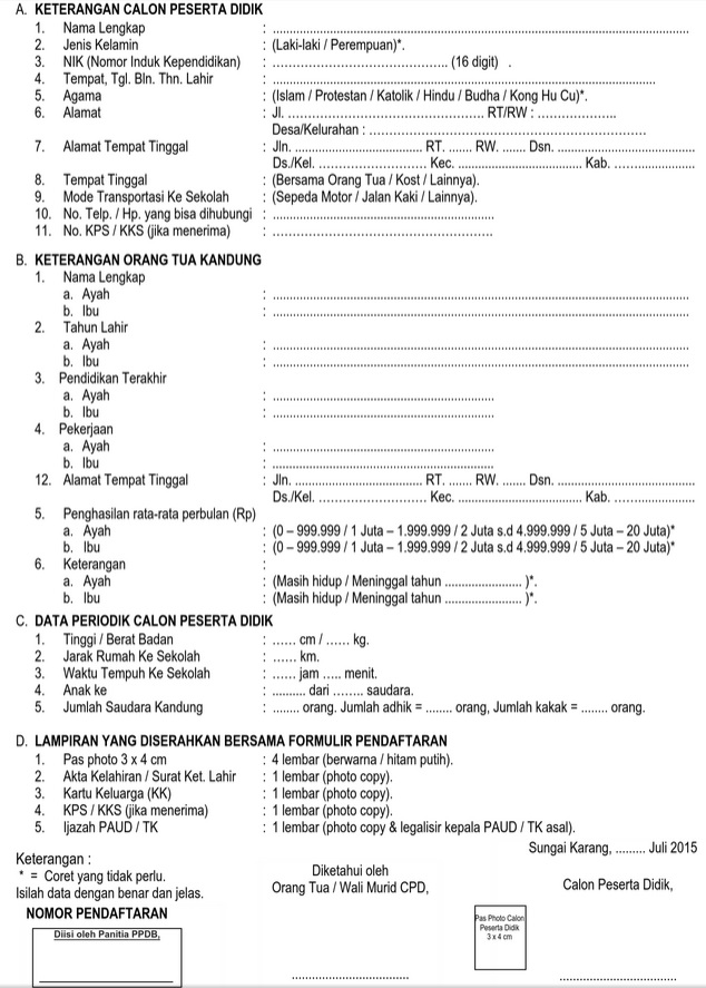 Detail Contoh Formulir Ppdb Sd Nomer 31