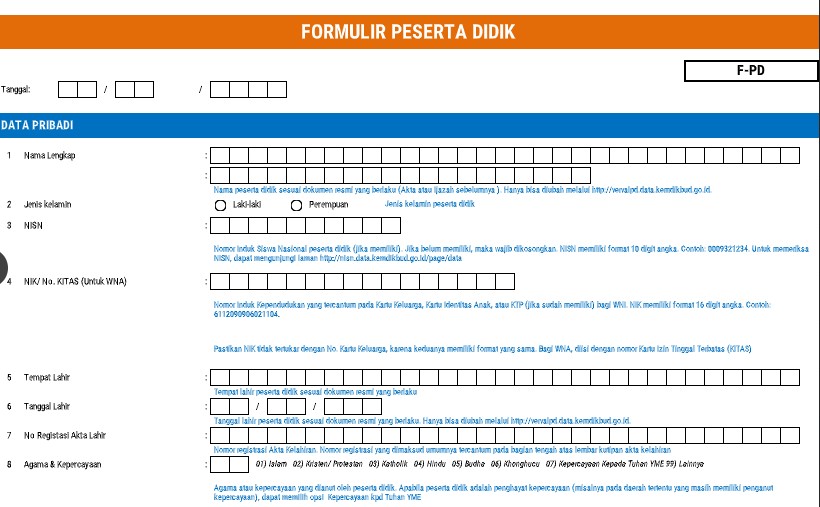 Detail Contoh Formulir Ppdb Sd Nomer 6