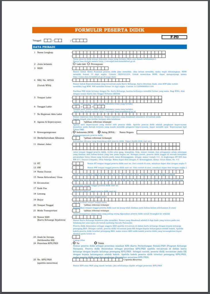 Detail Contoh Formulir Ppdb Sd Nomer 53