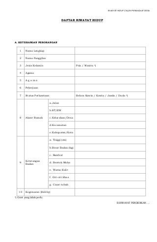 Detail Contoh Formulir Riwayat Hidup Nomer 13