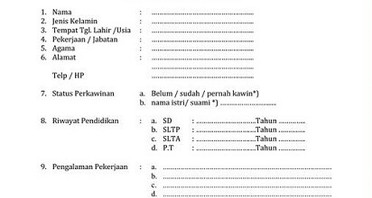 Detail Contoh Formulir Riwayat Hidup Nomer 4