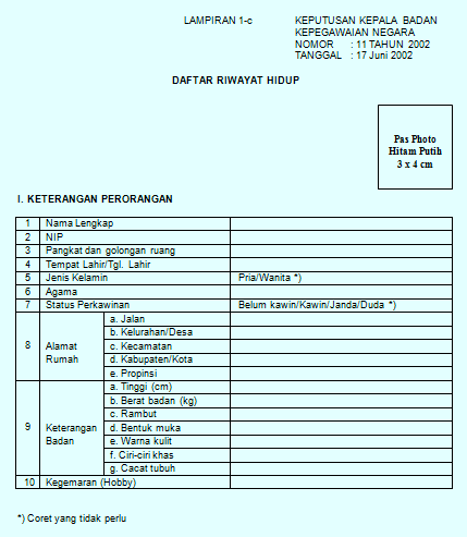 Detail Contoh Formulir Riwayat Hidup Nomer 50