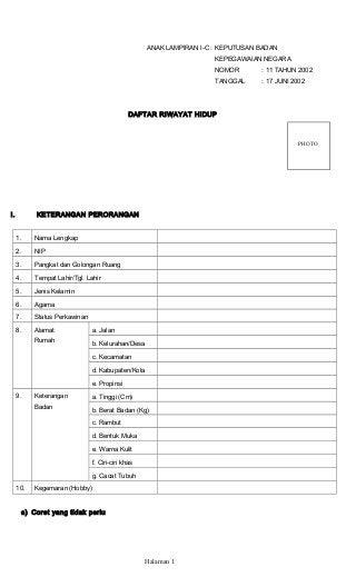 Detail Contoh Formulir Riwayat Hidup Nomer 51