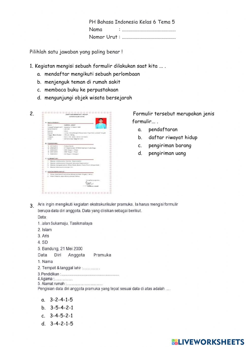 Detail Contoh Formulir Riwayat Hidup Nomer 55