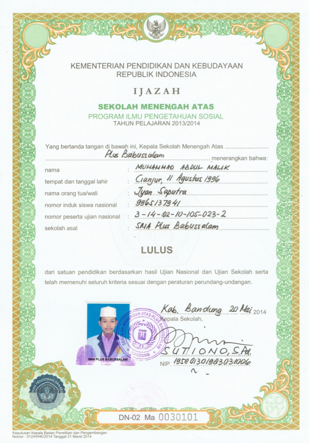 Detail Contoh Foto Ijazah Nomer 44