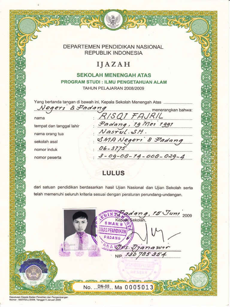 Contoh Foto Ijazah Sma - KibrisPDR