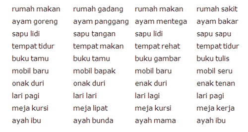 Contoh Frasa Endosentris