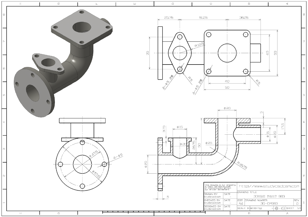 Detail Contoh Gambar Autocad Teknik Mesin Nomer 34