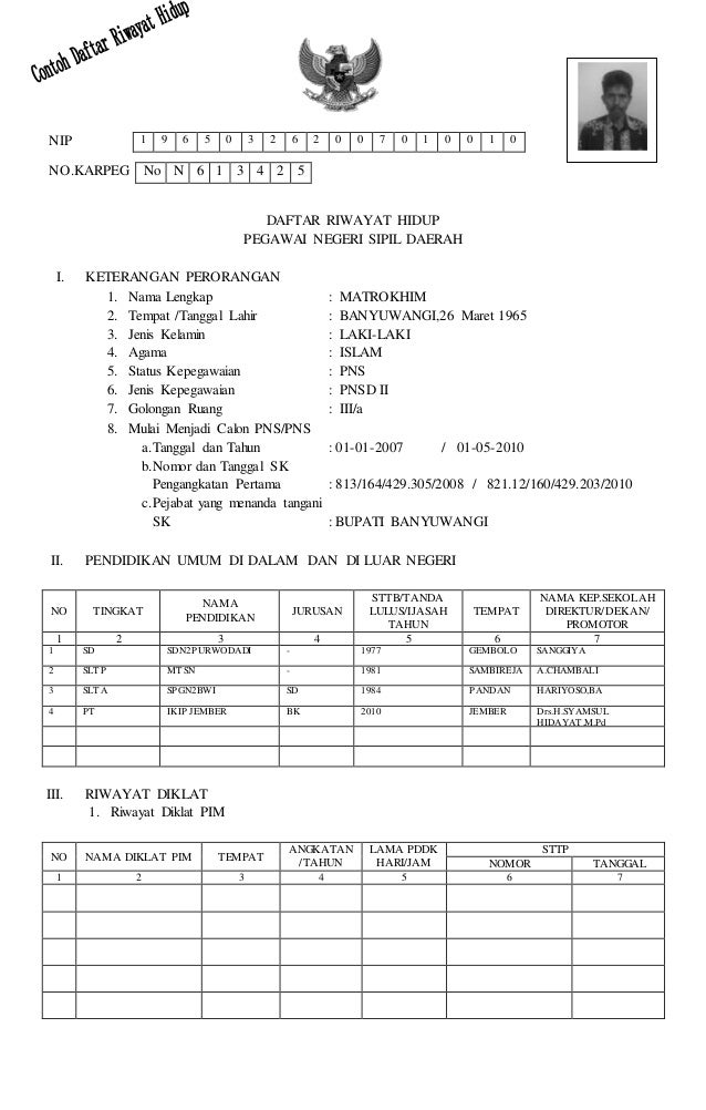 Detail Contoh Gambar Daftar Riwayat Hidup Nomer 49