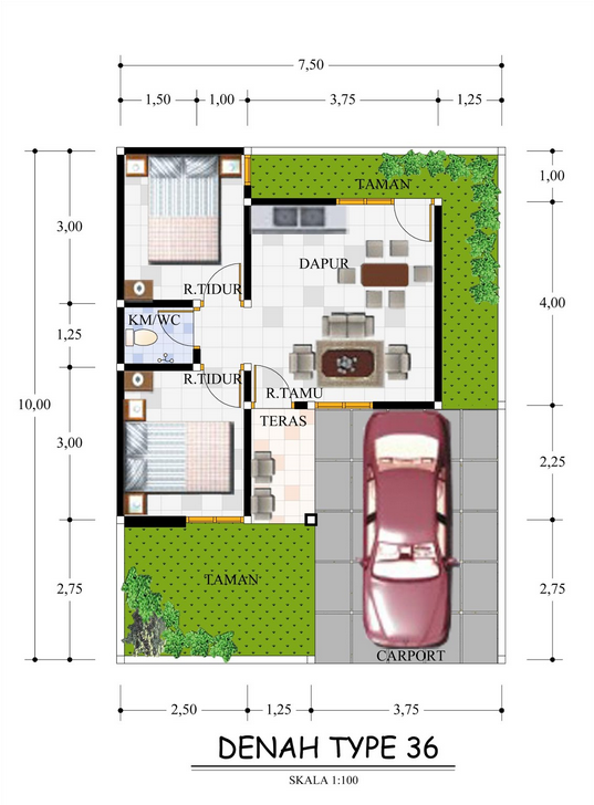 Detail Contoh Gambar Denah Rumah Type 36 Nomer 10